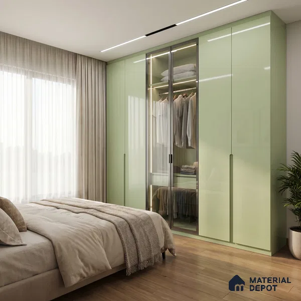 Seafoam Green Solid Color Acrylic Laminate LM 24545 8 ft x 4 ft High Gloss Finish - 1.5 mm | Matching Edgeband code - EB 02078 | Suitable for Living Room, Kitchen, Office