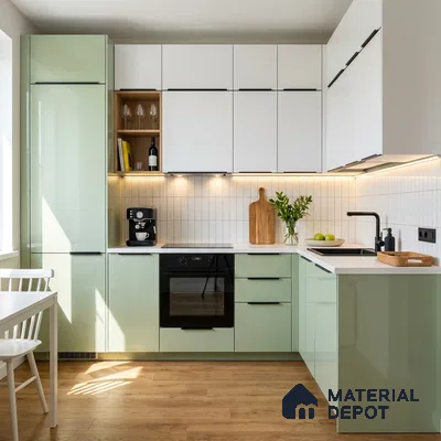 Seafoam Green Solid Color Acrylic Laminate LM 24545 8 ft x 4 ft High Gloss Finish - 1.5 mm | Matching Edgeband code - EB 02078 | Suitable for Living Room, Kitchen, Office