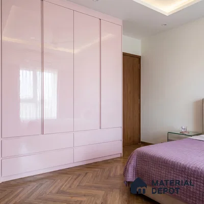 Pale Pink Solid Color Acrylic Laminate LM 24546 8 ft x 4 ft High Gloss Finish - 1.5 mm | Matching Edgeband code - EB 02088 | Suitable for Living Room, Kitchen, Office