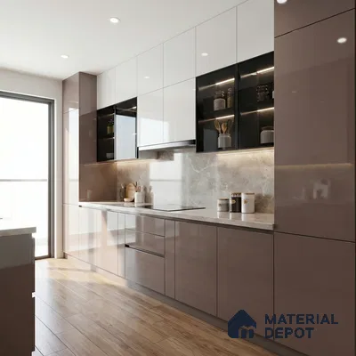 Taupe Brown Solid Color Acrylic Laminate LM 24547 8 ft x 4 ft High Gloss Finish - 1.5 mm | Matching Edgeband code - EB 02089 | Suitable for Living Room, Kitchen, Office