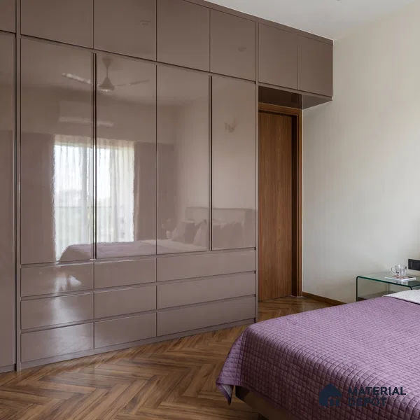 Taupe Brown Solid Color Acrylic Laminate LM 24547 8 ft x 4 ft High Gloss Finish - 1.5 mm | Matching Edgeband code - EB 02089 | Suitable for Living Room, Kitchen, Office