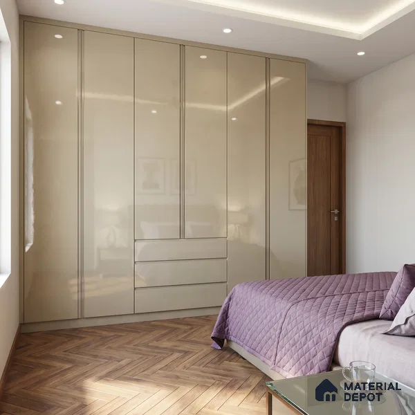 Cream Acrylic Laminate LM 24549 8 ft x 4 ft High Gloss Finish - 1.5 mm | Matching Edgeband code - EB 02109 | Suitable for TV Unit, Wardrobe, Cabinets