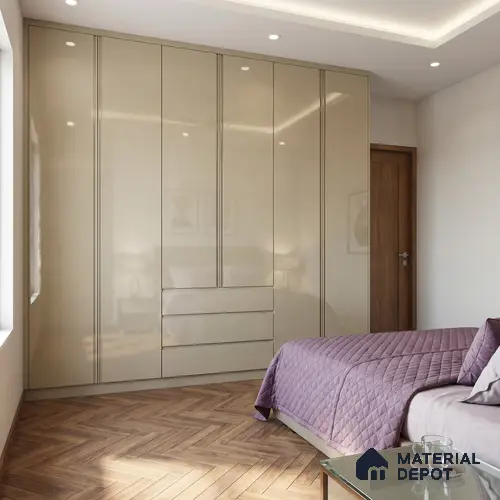 Cream Acrylic Laminate LM 24549 8 ft x 4 ft High Gloss Finish - 1.5 mm | Matching Edgeband code - EB 02109 | Suitable for TV Unit, Wardrobe, Cabinets