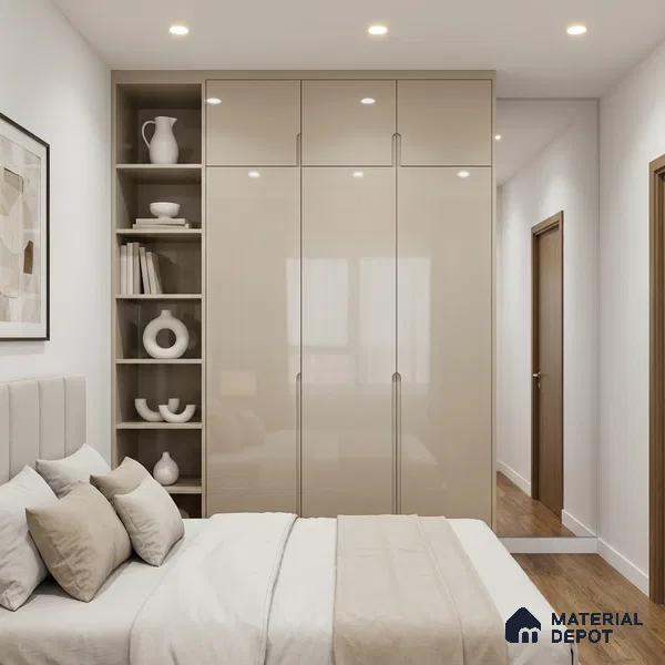 Cream Acrylic Laminate LM 24549 8 ft x 4 ft High Gloss Finish - 1.5 mm | Matching Edgeband code - EB 02109 | Suitable for TV Unit, Wardrobe, Cabinets