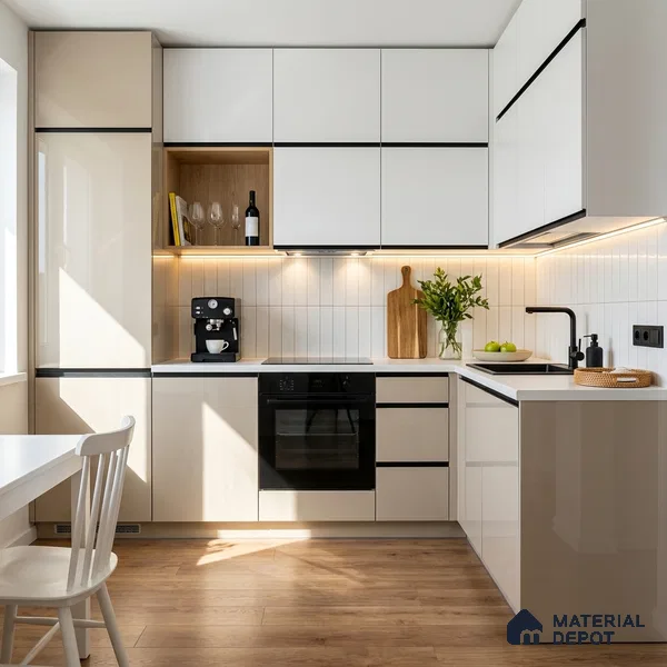 Cream Acrylic Laminate LM 24549 8 ft x 4 ft High Gloss Finish - 1.5 mm | Matching Edgeband code - EB 02109 | Suitable for TV Unit, Wardrobe, Cabinets