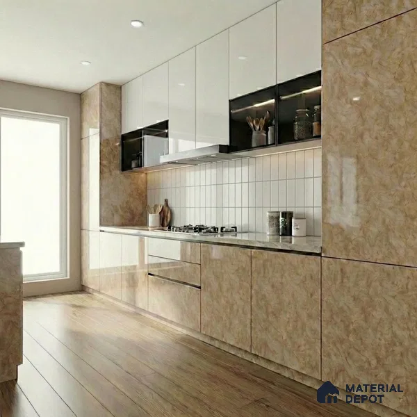Beige Marble Acrylic Laminate LM 24553 8 ft x 4 ft High Gloss Finish - 1.5 mm | Suitable for TV Unit, Wardrobe, Cabinets