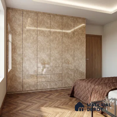 Beige Marble Acrylic Laminate LM 24553 8 ft x 4 ft High Gloss Finish - 1.5 mm | Suitable for TV Unit, Wardrobe, Cabinets