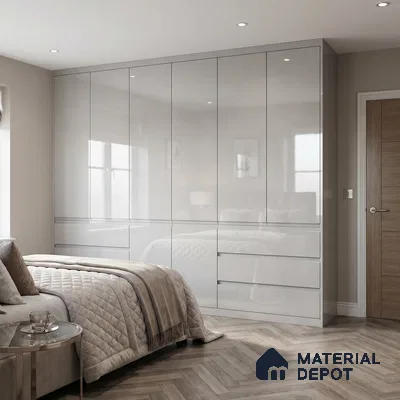 Pure White Solid Color Acrylic Laminate LM 24629 8 ft x 4 ft High Gloss Finish - 1.5 mm | Matching Edgeband code - EB 02112 | Suitable for Living Room, Kitchen, Office