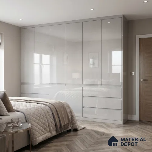 Pure White Solid Color Acrylic Laminate LM 24629 8 ft x 4 ft High Gloss Finish - 1.5 mm | Matching Edgeband code - EB 02112 | Suitable for Living Room, Kitchen, Office