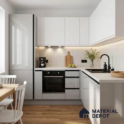 Pure White Solid Color Acrylic Laminate LM 24629 8 ft x 4 ft High Gloss Finish - 1.5 mm | Matching Edgeband code - EB 02112 | Suitable for Living Room, Kitchen, Office