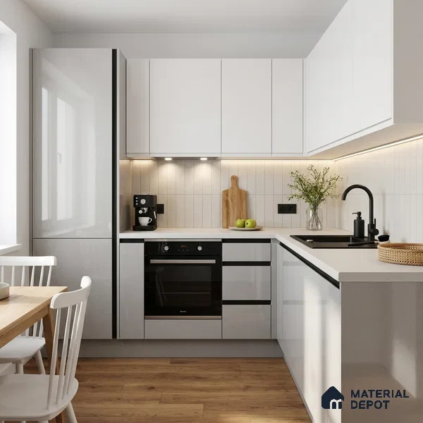 Pure White Solid Color Acrylic Laminate LM 24629 8 ft x 4 ft High Gloss Finish - 1.5 mm | Matching Edgeband code - EB 02112 | Suitable for Living Room, Kitchen, Office