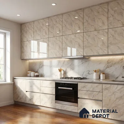 Cream Marble Acrylic Laminate LM 24631 8 ft x 4 ft High Gloss Finish - 1.5 mm | Suitable for TV Unit, Wardrobe, Cabinets
