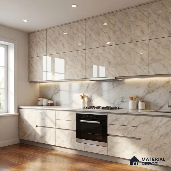 Cream Marble Acrylic Laminate LM 24631 8 ft x 4 ft High Gloss Finish - 1.5 mm | Suitable for TV Unit, Wardrobe, Cabinets