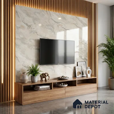 Cream Marble Acrylic Laminate LM 24631 8 ft x 4 ft High Gloss Finish - 1.5 mm | Suitable for TV Unit, Wardrobe, Cabinets