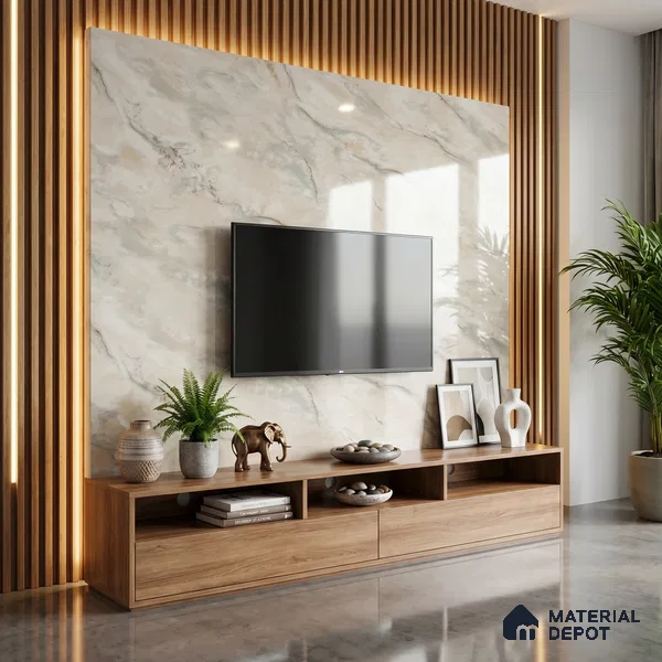 Cream Marble Acrylic Laminate LM 24631 8 ft x 4 ft High Gloss Finish - 1.5 mm | Suitable for TV Unit, Wardrobe, Cabinets