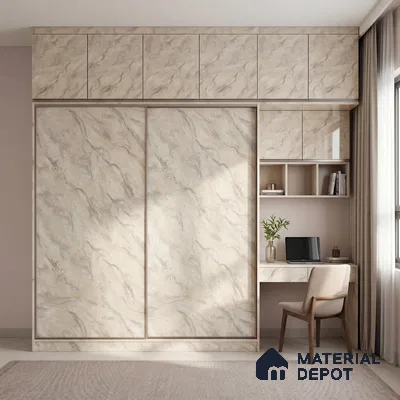 Cream Marble Acrylic Laminate LM 24631 8 ft x 4 ft High Gloss Finish - 1.5 mm | Suitable for TV Unit, Wardrobe, Cabinets