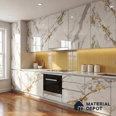 Cream Marble Acrylic Laminate LM 24632 8 ft x 4 ft High Gloss Finish - 1.5 mm | Suitable for TV Unit, Wardrobe, Cabinets