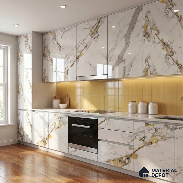 Cream Marble Acrylic Laminate LM 24632 8 ft x 4 ft High Gloss Finish - 1.5 mm | Suitable for TV Unit, Wardrobe, Cabinets