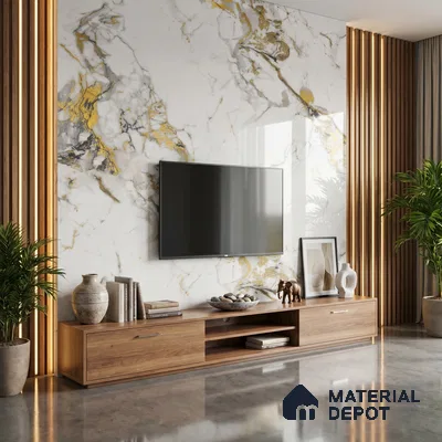 Cream Marble Acrylic Laminate LM 24632 8 ft x 4 ft High Gloss Finish - 1.5 mm | Suitable for TV Unit, Wardrobe, Cabinets