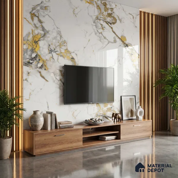 Cream Marble Acrylic Laminate LM 24632 8 ft x 4 ft High Gloss Finish - 1.5 mm | Suitable for TV Unit, Wardrobe, Cabinets