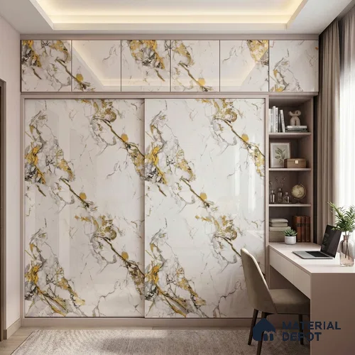 Cream Marble Acrylic Laminate LM 24632 8 ft x 4 ft High Gloss Finish - 1.5 mm | Suitable for TV Unit, Wardrobe, Cabinets