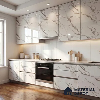 Cream Marble Acrylic Laminate LM 24633 8 ft x 4 ft High Gloss Finish - 1.5 mm | Suitable for TV Unit, Wardrobe, Cabinets