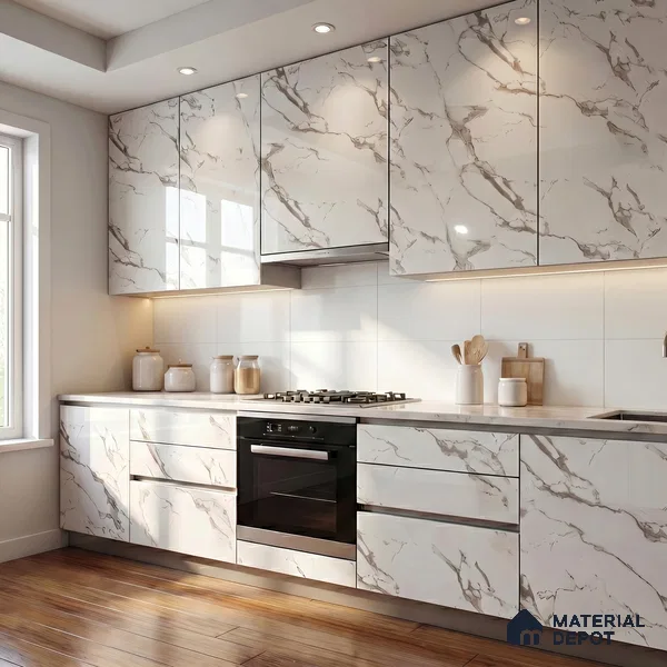 Cream Marble Acrylic Laminate LM 24633 8 ft x 4 ft High Gloss Finish - 1.5 mm | Suitable for TV Unit, Wardrobe, Cabinets