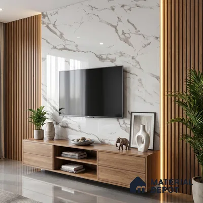 Cream Marble Acrylic Laminate LM 24633 8 ft x 4 ft High Gloss Finish - 1.5 mm | Suitable for TV Unit, Wardrobe, Cabinets