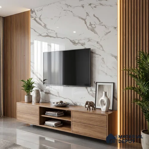 Cream Marble Acrylic Laminate LM 24633 8 ft x 4 ft High Gloss Finish - 1.5 mm | Suitable for TV Unit, Wardrobe, Cabinets