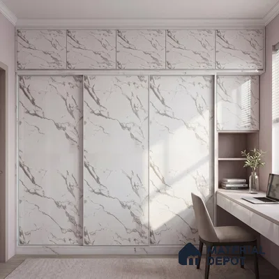 Cream Marble Acrylic Laminate LM 24633 8 ft x 4 ft High Gloss Finish - 1.5 mm | Suitable for TV Unit, Wardrobe, Cabinets