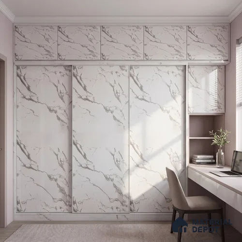 Cream Marble Acrylic Laminate LM 24633 8 ft x 4 ft High Gloss Finish - 1.5 mm | Suitable for TV Unit, Wardrobe, Cabinets