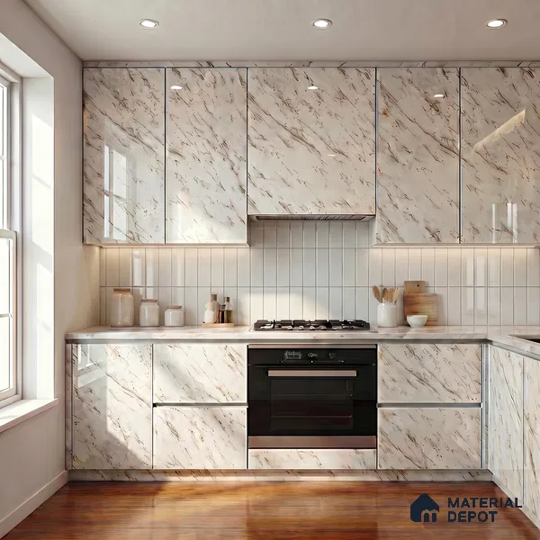 Cream Marble Acrylic Laminate LM 24634 8 ft x 4 ft High Gloss Finish - 1.5 mm | Suitable for TV Unit, Wardrobe, Cabinets