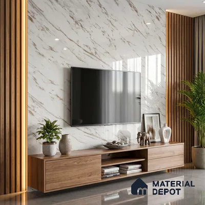 Cream Marble Acrylic Laminate LM 24634 8 ft x 4 ft High Gloss Finish - 1.5 mm | Suitable for TV Unit, Wardrobe, Cabinets