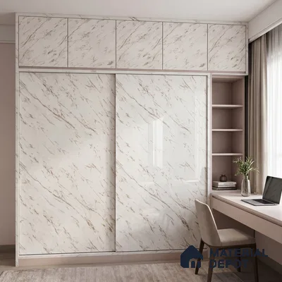 Cream Marble Acrylic Laminate LM 24634 8 ft x 4 ft High Gloss Finish - 1.5 mm | Suitable for TV Unit, Wardrobe, Cabinets