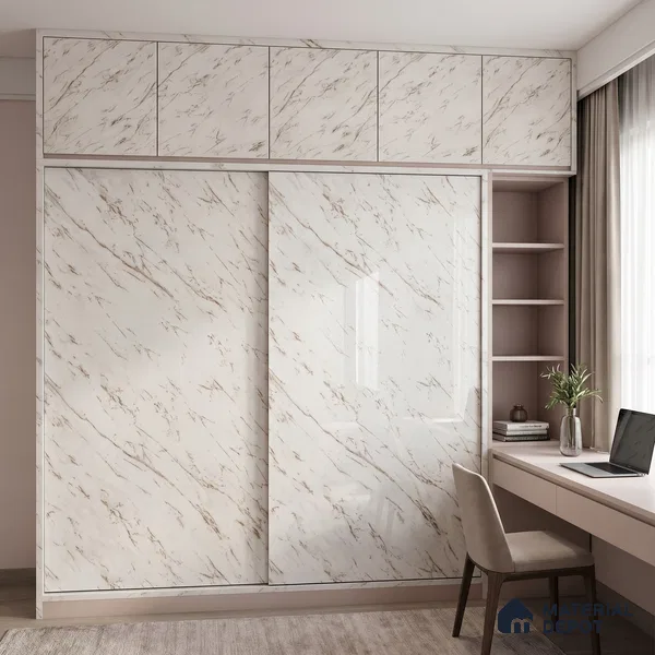 Cream Marble Acrylic Laminate LM 24634 8 ft x 4 ft High Gloss Finish - 1.5 mm | Suitable for TV Unit, Wardrobe, Cabinets