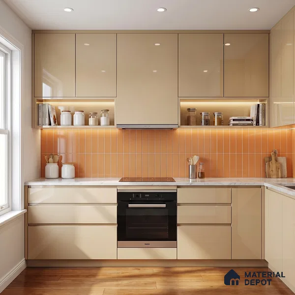 Warm Beige Solid Color Acrylic Laminate LM 24636 8 ft x 4 ft High Gloss Finish - 1.5 mm | Matching Edgeband code - EB 02095 | Suitable for Living Room, Kitchen, Office