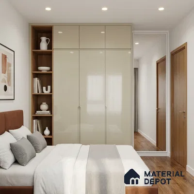 Warm Beige Solid Color Acrylic Laminate LM 24637 8 ft x 4 ft High Gloss Finish - 1.5 mm | Matching Edgeband code - EB 02097 | Suitable for Living Room, Kitchen, Office