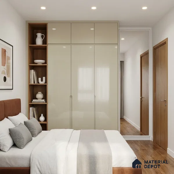 Warm Beige Solid Color Acrylic Laminate LM 24637 8 ft x 4 ft High Gloss Finish - 1.5 mm | Matching Edgeband code - EB 02097 | Suitable for Living Room, Kitchen, Office