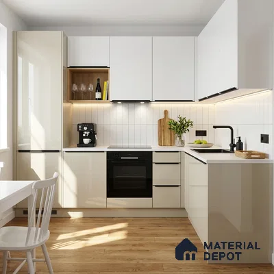 Warm Beige Solid Color Acrylic Laminate LM 24637 8 ft x 4 ft High Gloss Finish - 1.5 mm | Matching Edgeband code - EB 02097 | Suitable for Living Room, Kitchen, Office