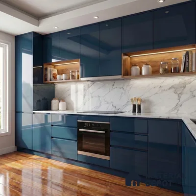 Midnight Blue Solid Color Acrylic Laminate LM 24638 8 ft x 4 ft High Gloss Finish - 1.5 mm | Matching Edgeband code - EB 02098 | Suitable for Living Room, Kitchen, Office