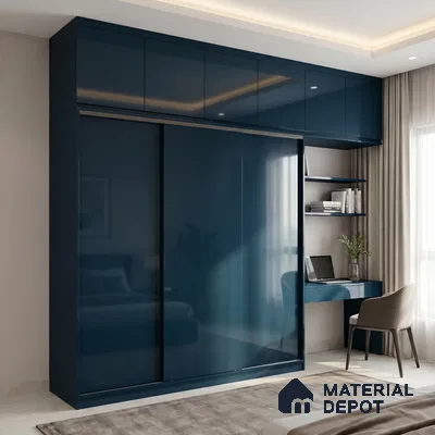 Midnight Blue Solid Color Acrylic Laminate LM 24638 8 ft x 4 ft High Gloss Finish - 1.5 mm | Matching Edgeband code - EB 02098 | Suitable for Living Room, Kitchen, Office