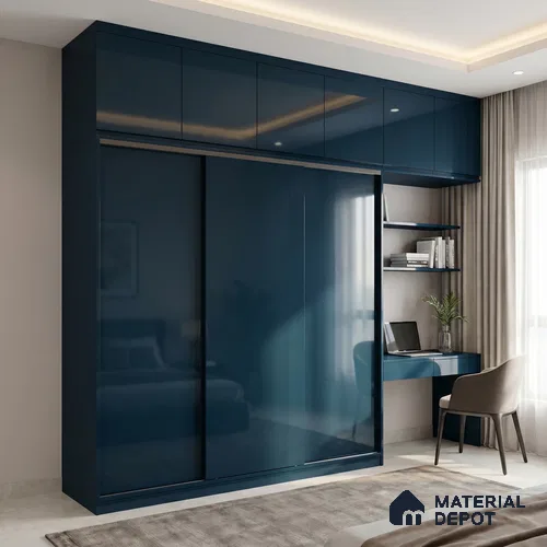 Midnight Blue Solid Color Acrylic Laminate LM 24638 8 ft x 4 ft High Gloss Finish - 1.5 mm | Matching Edgeband code - EB 02098 | Suitable for Living Room, Kitchen, Office