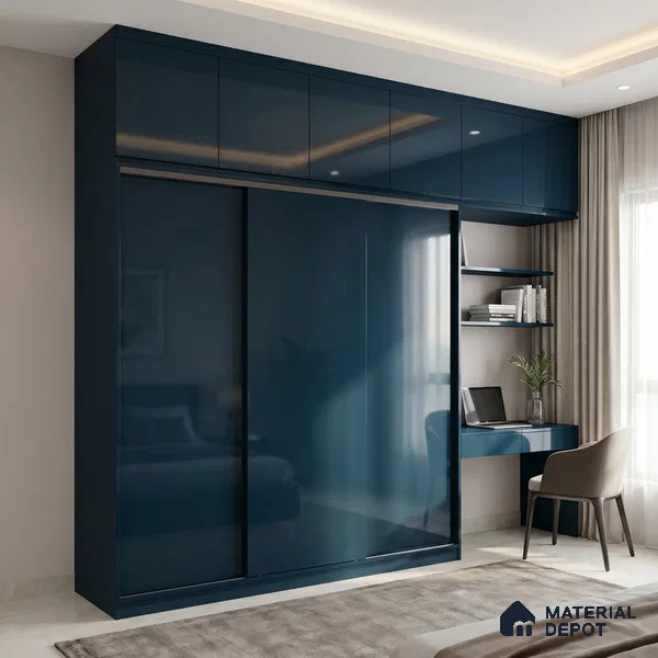 Midnight Blue Solid Color Acrylic Laminate LM 24638 8 ft x 4 ft High Gloss Finish - 1.5 mm | Matching Edgeband code - EB 02098 | Suitable for Living Room, Kitchen, Office