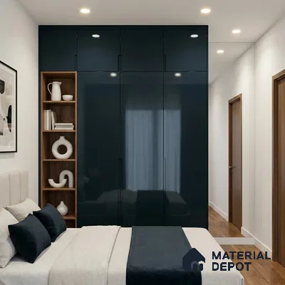 Midnight Blue Solid Color Acrylic Laminate LM 24638 8 ft x 4 ft High Gloss Finish - 1.5 mm | Matching Edgeband code - EB 02098 | Suitable for Living Room, Kitchen, Office