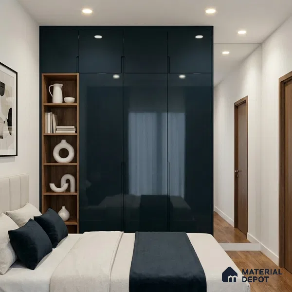Midnight Blue Solid Color Acrylic Laminate LM 24638 8 ft x 4 ft High Gloss Finish - 1.5 mm | Matching Edgeband code - EB 02098 | Suitable for Living Room, Kitchen, Office
