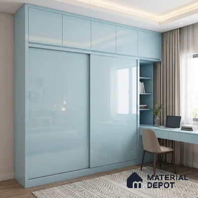 Powder Blue Solid Color Acrylic Laminate LM 24639 8 ft x 4 ft High Gloss Finish - 1.5 mm | Matching Edgeband code - EB 02099 | Suitable for Living Room, Kitchen, Office