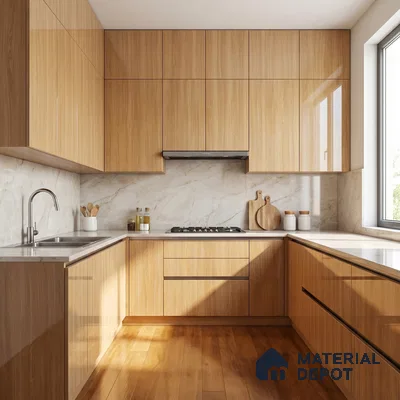 Wooden Look Acrylic Laminate LM 24640 8 ft x 4 ft High Gloss Finish - 1.5 mm | Suitable for TV Unit, Wardrobe, Cabinets