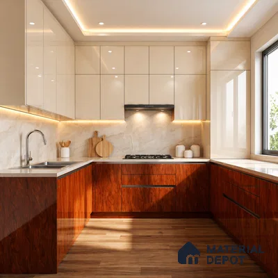 Wooden Look Acrylic Laminate LM 24641 8 ft x 4 ft High Gloss Finish - 1.5 mm | Suitable for TV Unit, Wardrobe, Cabinets