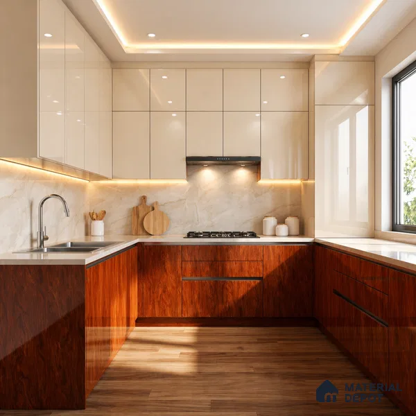 Wooden Look Acrylic Laminate LM 24641 8 ft x 4 ft High Gloss Finish - 1.5 mm | Suitable for TV Unit, Wardrobe, Cabinets