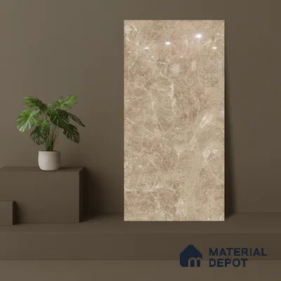 Budget Friendly Marble Floor & Wall Tile Value For Money TL 05592 Brown Logger 4 ft x 2 ft - Vitrified Glossy Finish -9 mm | 7 Random Design | Suitable for Living Room, Bedroom & Bathroom